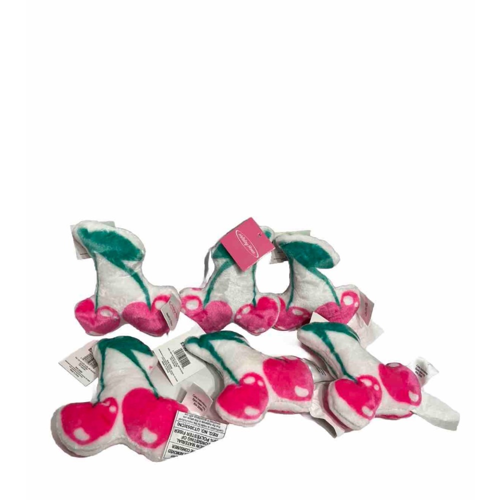 Holiday Home Cherry Plush Toys Set Of 6 Pink/green/white Soft Plushie